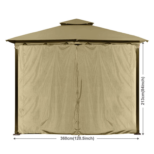 ABCCANOPY Pavillon-Ersatz-Sichtschutzvorhang, 3 x 3 m, Pavillon-Seitenwand, universeller Sichtschutz mit Reißverschluss (Beige, nur 1 Paneel)
