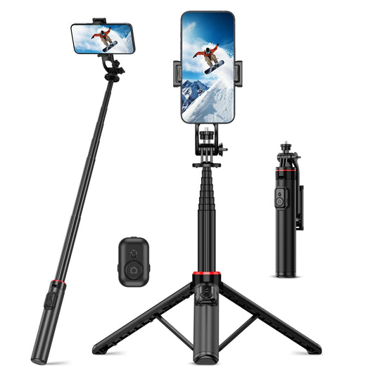 RISEOFLE Selfie Stick Stativ, 360° Drehbares, 130cm Aluminium Ausziehbares Smartphone Stativ, Handy Stativ mit Fernauslöser für iPhone/Samsung Android
