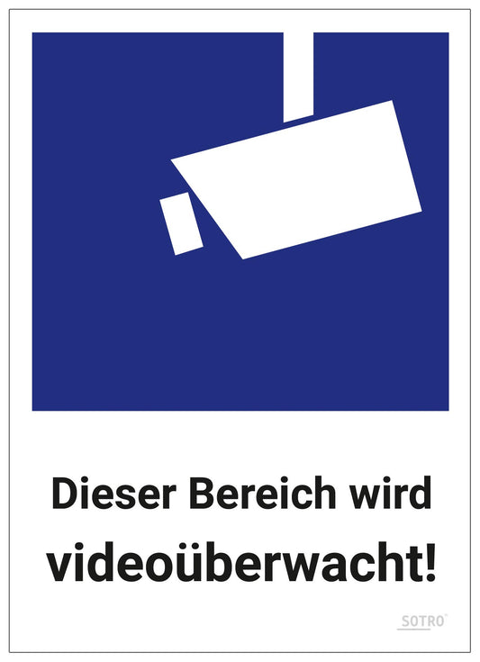 Videoüberwachung Aufkleber DIN 33450, 10x14cm, Videoüberwacht, 5 St., Dieser Bereich Wird videoüberwacht