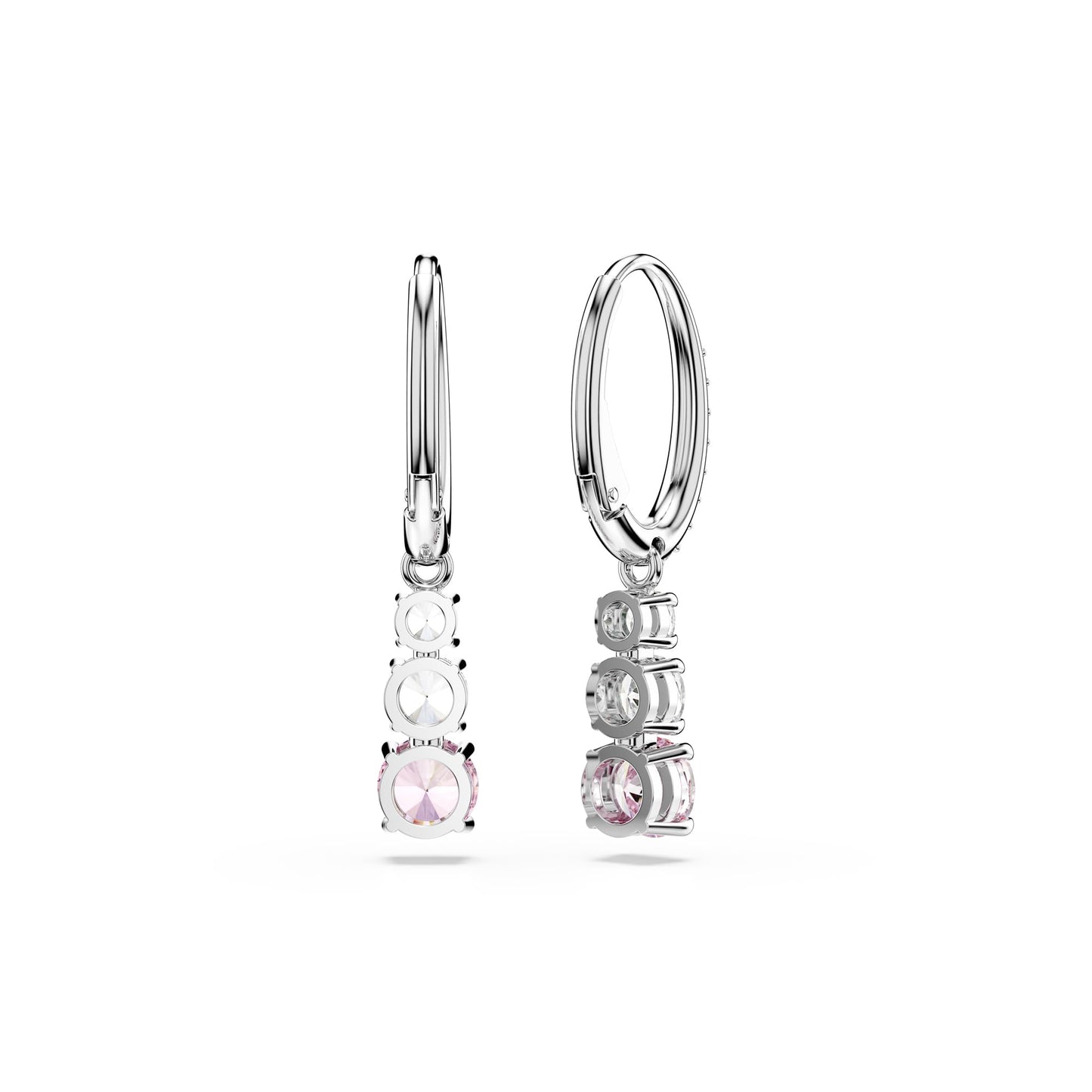 Swarovski Attract Trilogy Drop-Ohrhänger, Rosane, Rhodinierte Ohrringe mit Strahlenden Swarovski Kristallen im Rundschliff
