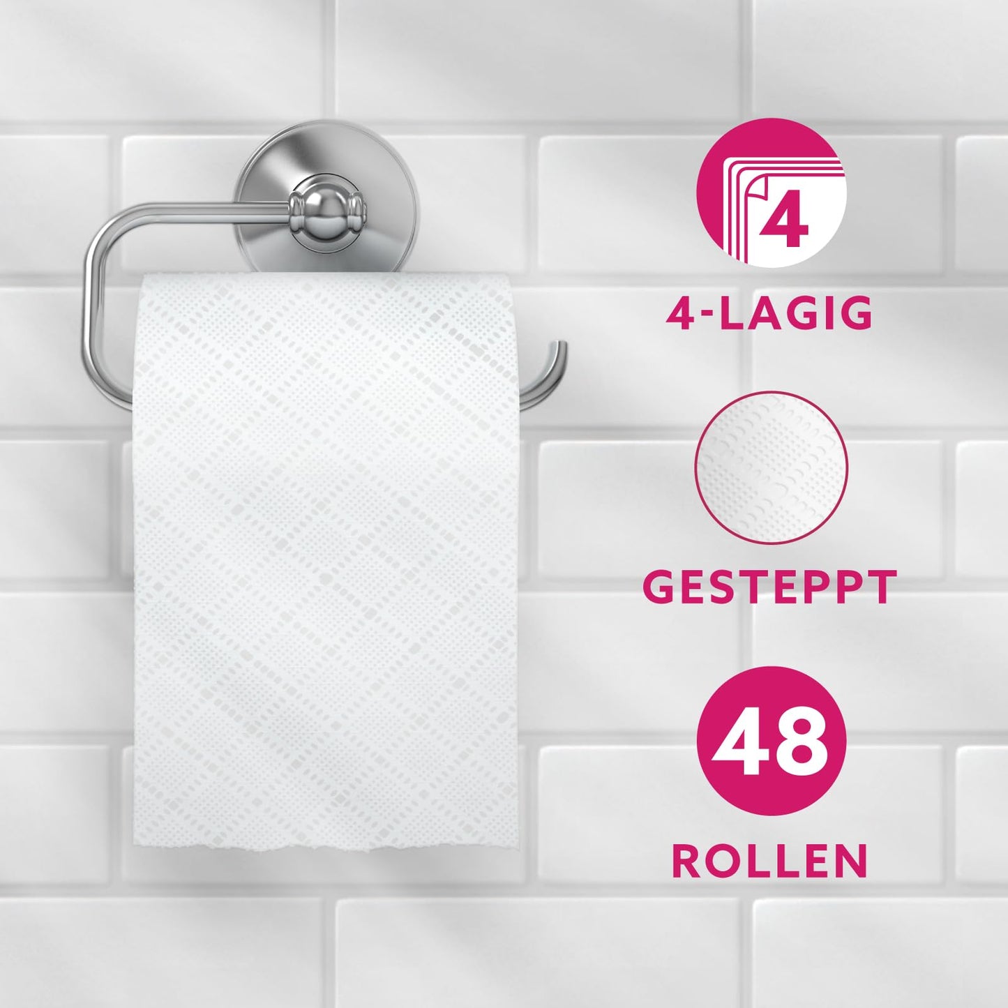 by Amazon Toilettenpapier, 4-lagig Gestepptes, Besonders Weich, 48 Rollen (12 Rollen, 4-er Pack), 160 Blätter pro Rolle, FSC-Zertifiziert