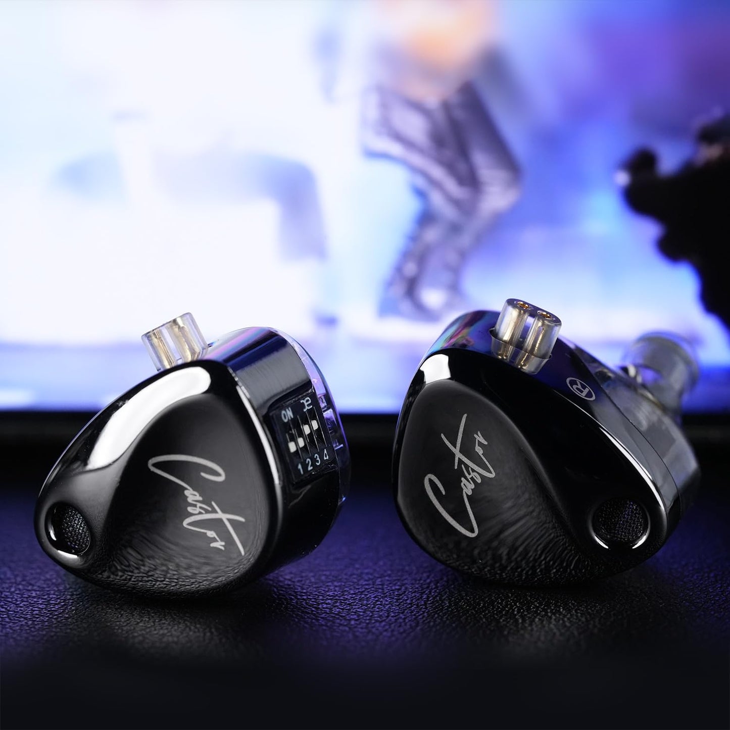 KZ Castor In Ear Monitor, Dual Dynamic Treiber, kabelgebundenes HiFi IEM, verbesserte Bass Sound abstimmung für In-Ear-Kopfhörer, abnehmbares 2-poliges Kabel (schwarz verbesserter Bass,kein Mikro)
