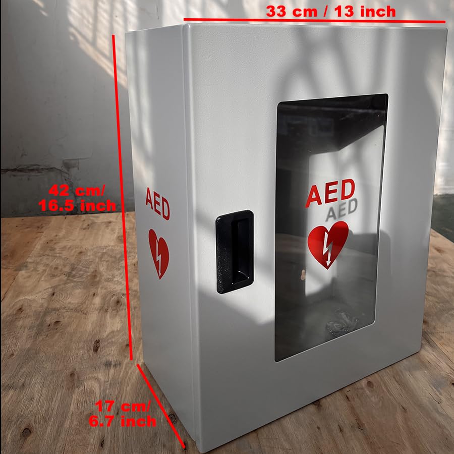 ISOP AED-Defibrillator-Aufbewahrungsschrank | Wandmontierte Erste-Hilfe-Box | AED-Alarmkasten aus Stahl, passend für die meisten AED-Modelle, für Zuhause, Büro, Pflegeheim, Bus