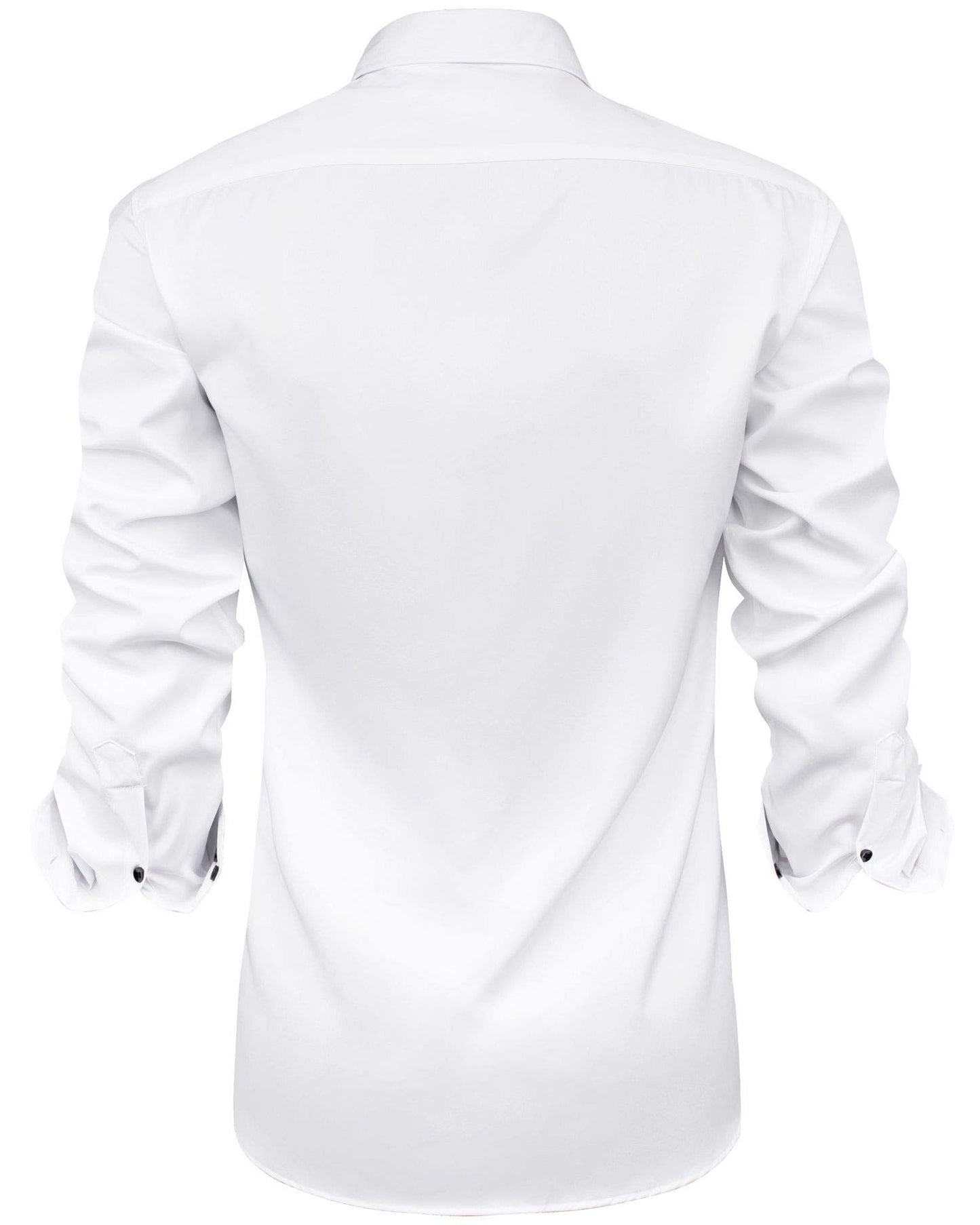 J.VER Herren Hemd Regular Fit Langarm Herrenhemden Freizeithemd Regular Businesshemd Elastiscer Musterhemd,Weiß Schwarz,L
