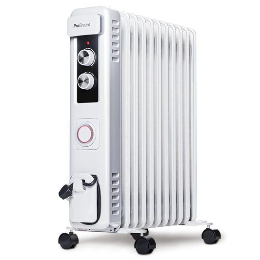 Pro Breeze 2500W Ölradiator mit 11 Heizrippen, Elektrischer Heizkörper, 24h Timer, Ölradiator energiesparend, 3 Heizstufen, Einstellbares Thermostat & Sicherheitsabschaltfunktion