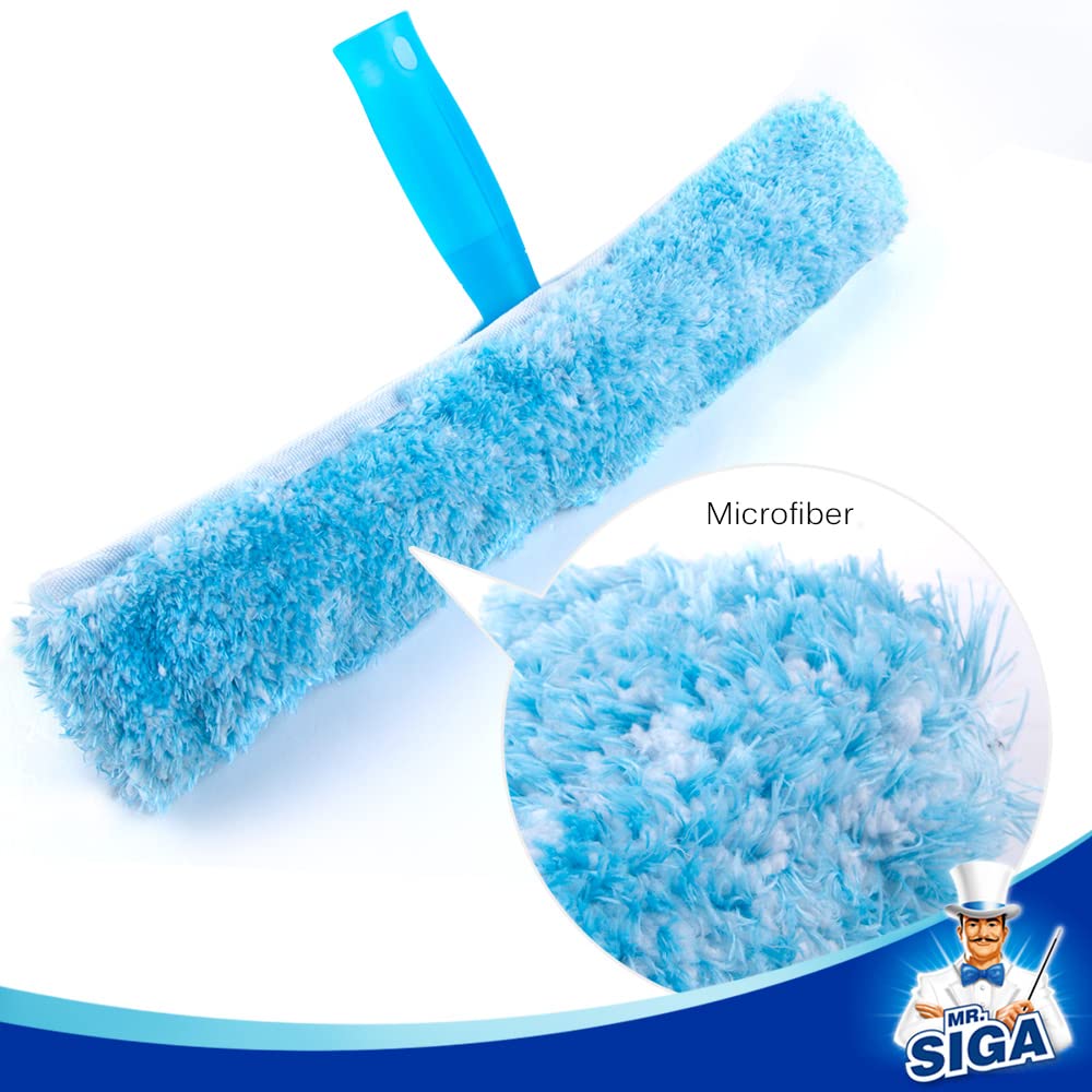 MR.SIGA Fensterwischer und Fensterabzieher als Kombi-Set, 2 in 1 professionelles Fensterreinigungsset, Glaswischer für dusche und Glas