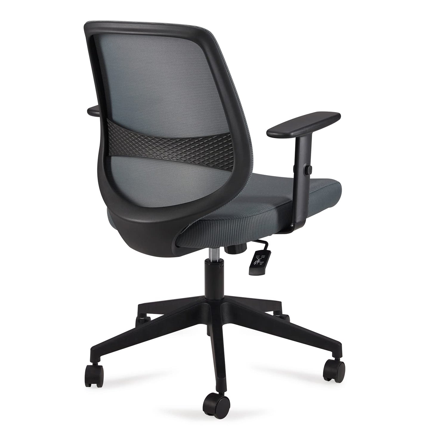 Amazon Basics verstellbarer Schreibtischstuhl mit halbhoher Rückenlehne aus Netzmaterial, Armlehnen und Lendenwirbelstütze, 63,5 x 58 x 91 cm, Grau (Früher Movian)