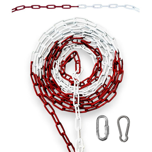 to do home Absperrkette/Stahlkette - 30m Rot/Weiß - 6mm Stärke - Stahl verzinkt - gute Sichtbarkeit - stabil & robust - Absperren von Flächen/Parkplätzen - Absperrung