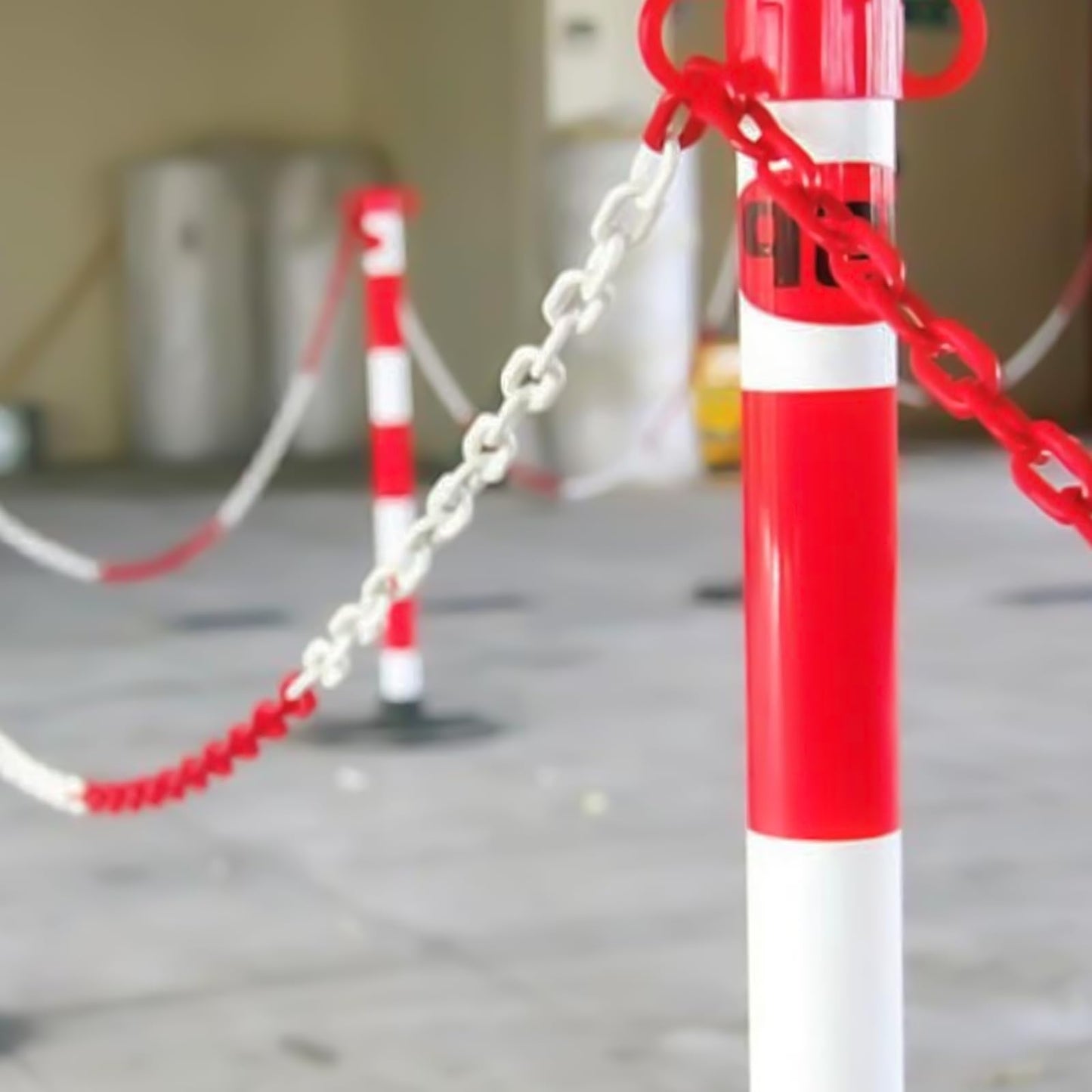 Kunststoff-Absperrkette, 25 Meter, 6 mm Stärke, Rot-Weiß (Schwarz Gelb)