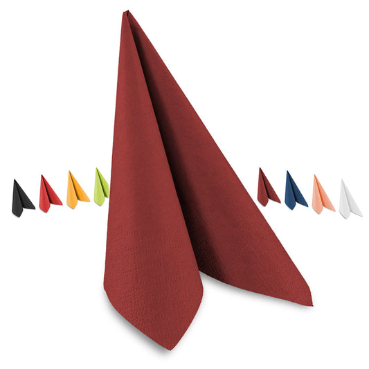 Tafel-Servietten, 3-lagig, 33 x 33 cm, Inhalt 250 St., in unterschiedliche Farben, jeweils abgestimmt auf Einrichtung & Dekoration, für Gastronomie & Zuhause, bordeaux