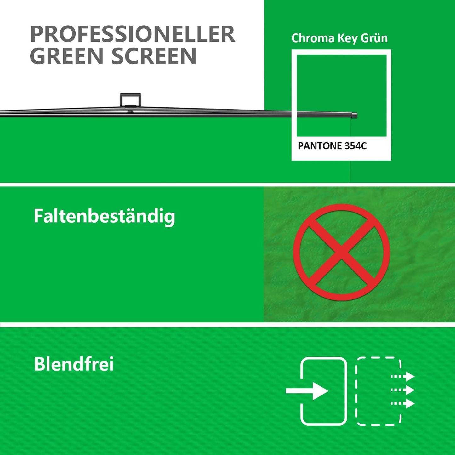 【Breiterer Stil】 RAUBAY 200x210cm Großer zusammenklappbarer Grün Hintergrund Greenscreen, tragbarer ausziehbarer Chroma-Key-Panel Fotohintergrund mit Ständer für Videokonferenzen, Fotostudio.