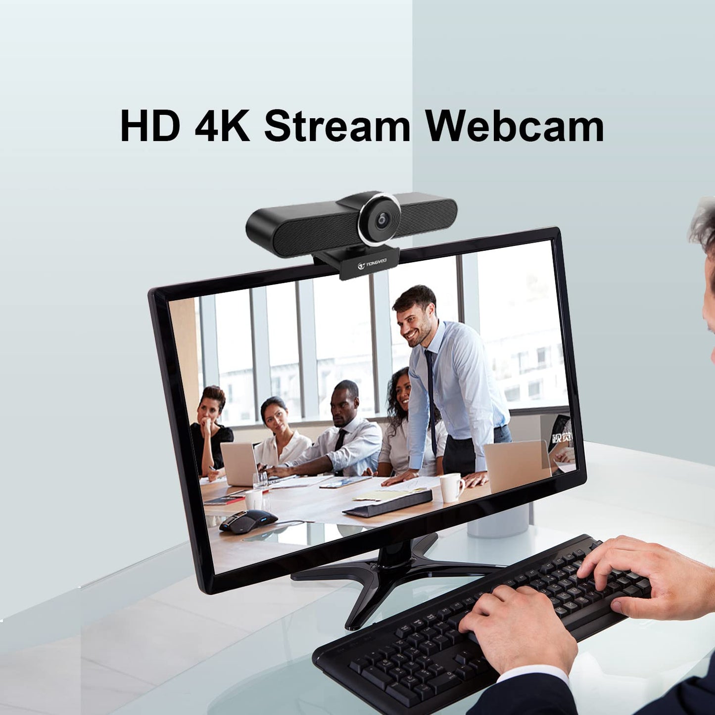 TONGVEO 4K Webcam Konferenzraum- Webkamera mit Mikrofon und Lautsprecher, Computer Videokamera Weitwinkel AI Auto Framing Doppelmikrofone Funktioniert mit Microsoft Teams, Zoom, Google Voice, PC