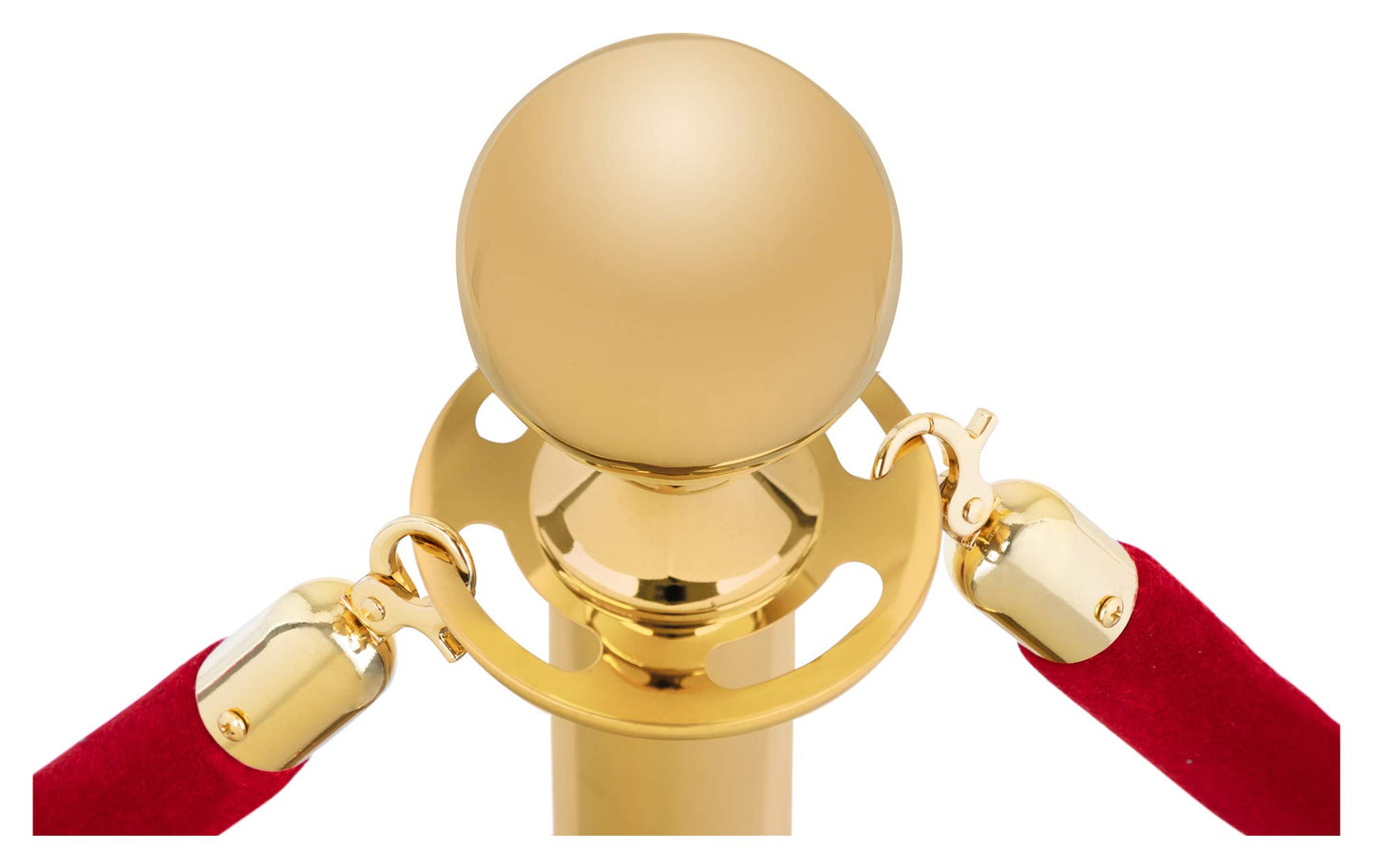 Stagecaptain PLS-150 Deluxe 4.2-150G Absperrständer Personenleitsystem - 4 Edelstahl-Stative und 2 rote Seile mit 1,5m Länge - Für Konzerte, Ausstellungen, Hotels, Kinos u.v.m. - gold