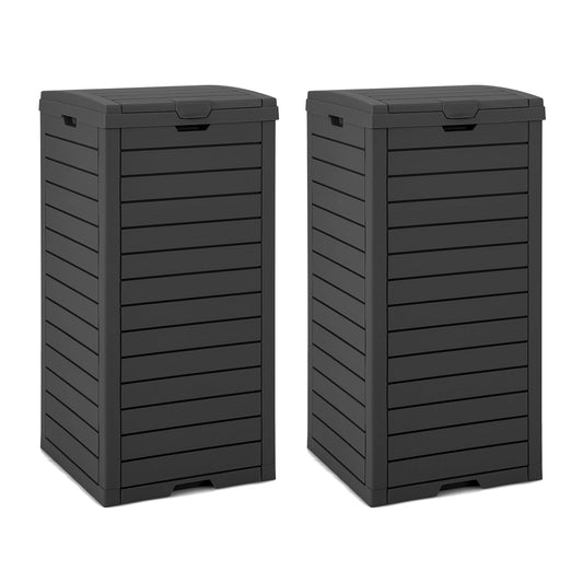 COSTWAY Mülleimer mit Deckel, 118 L, Mülltonne Abfalltonne Garten, mit ausziehbarer Flüssigkeitsschale & Griff, wasserdichter Müllbehälter Outdoor, für Veranda, Hinterhof, Terrasse (2 Pack-Schwarz)