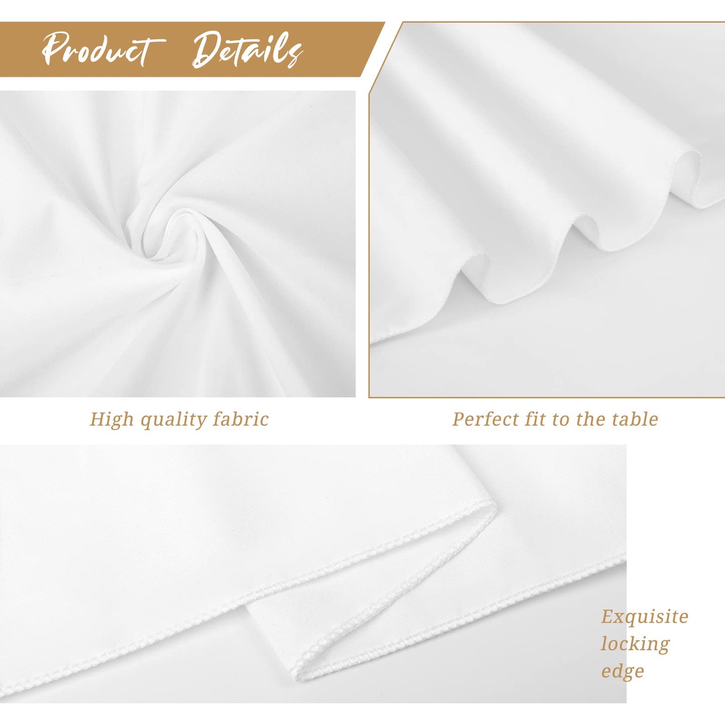 8er-Pack weiße runde Tischdecken, 120 Zoll/ 305 cm Polyester-Stoff-Tischdecke, waschbare Stoff-Tischdecke für Hochzeitsbankette, Restaurant-Buffet-Partys und Camping