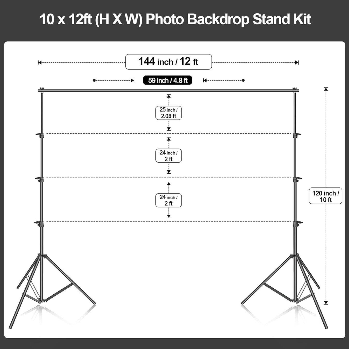EMART Foto Hintergrund Ständer Kit, 3m x 3,6m Verstellbares Fotostudio Hintergrundständer, Hintergrundsystem für Fotografie, Video, Porträt und Produktfotografie