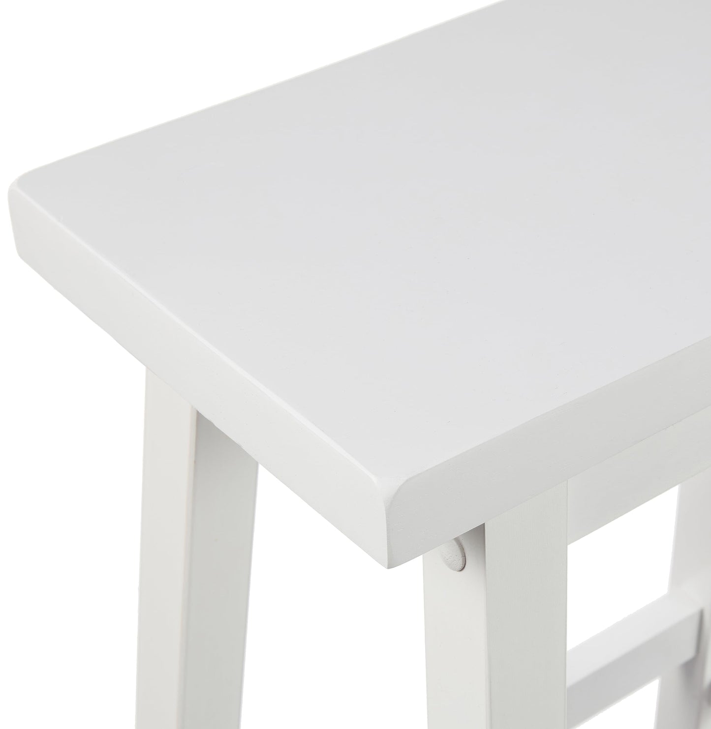 Amazon Basics Hocker für Küchentheke, Sitzfläche aus Massivholz, 61 cm hoch, Weiß, 2 Stück
