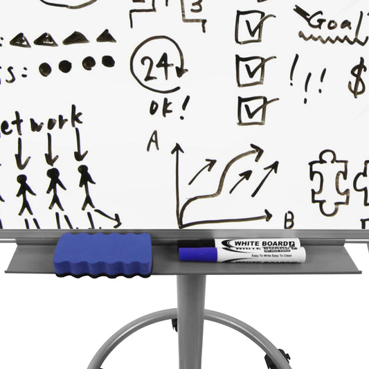 YRHome Flipchart mit Rollen 60x90 cm Whiteboard auf Rollenfuß Mobil Flipchart höhenverstellbar Staffelei Magnetisch Beschreibbar Abwischbar Präsentationstafel Papierhalter (Rundfuß mit Rollen)