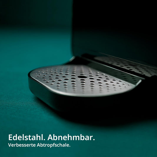 OsmoFresh Auftisch Osmoseanlage Quella Pro Black | mit Heißwasserspender | 6 Temperaturstufen | 7-fach Umkehrosmose Filterung | Wasserfilter für Küche Büro Wohnmobil | kalkfreies Trinkwasser | UV