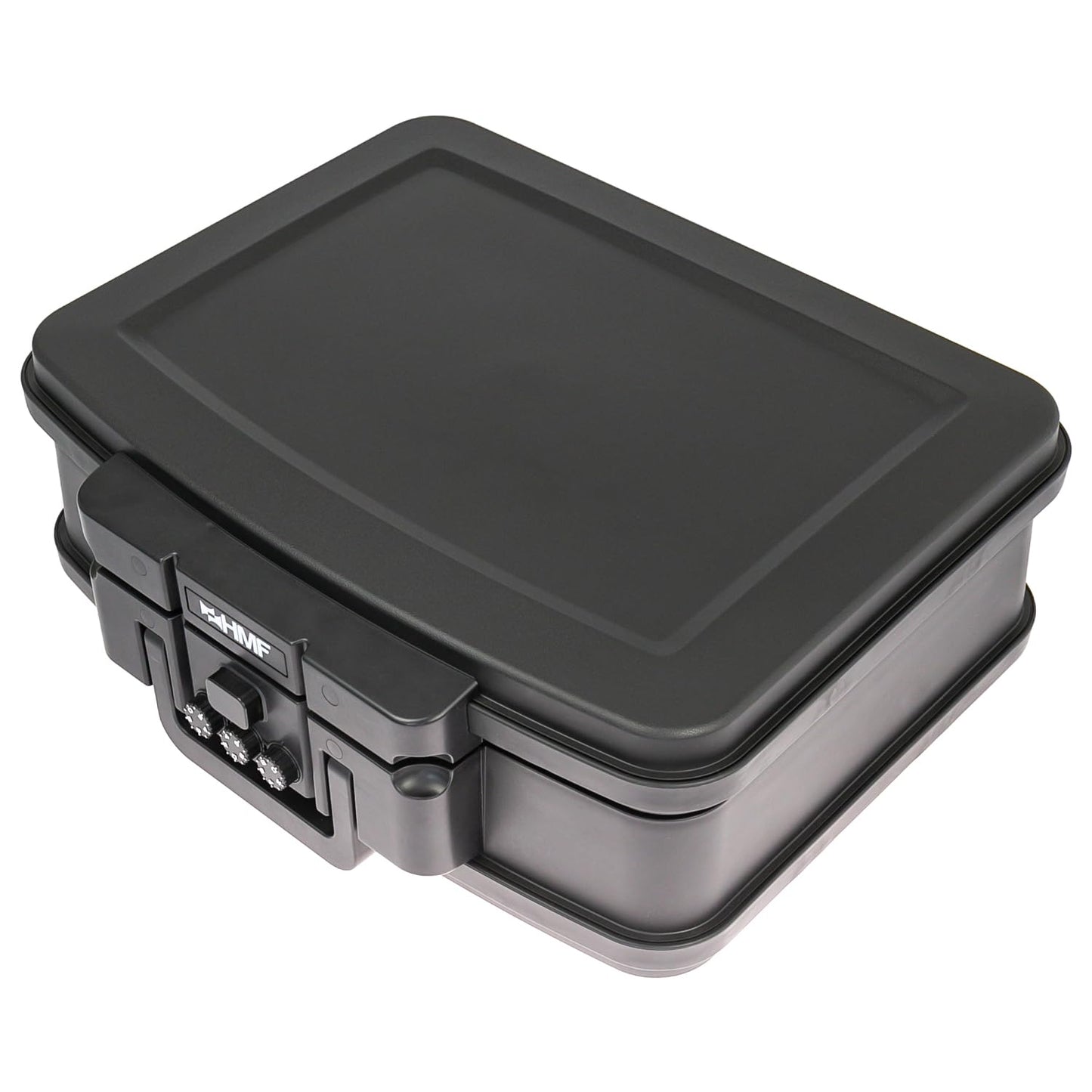 HMF 250437 Feuerfeste Wasserdichte Dokumentenbox mit Zahlenschloss | DIN A4 | 44,5 x 16,5 x 33 cm | Schwarz