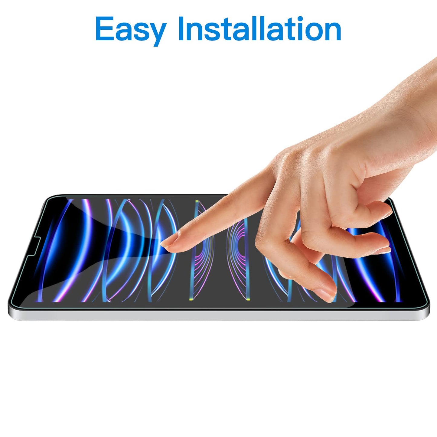 JETech Schutzfolie für iPad Pro 12,9 Zoll Modell 2022/2021/2020/2018 (6./5./4./3. Generation), Kante zu Kante Liquid Retina Display, Unterstützt Pencil & Face ID, Gehärtetem Displayschutzfolie