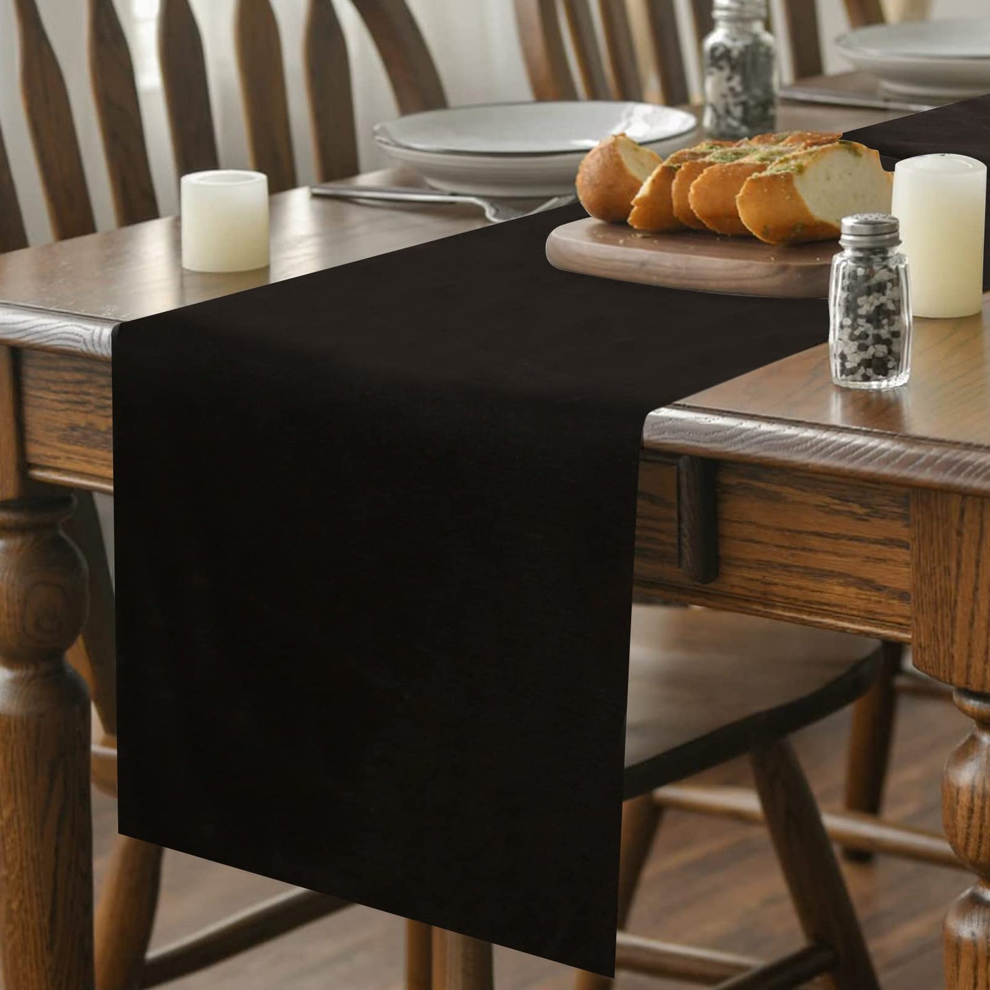 Tischläufer Frühling Modern, Tischläufer Abwaschbar, Tischläufer Leinenoptik, Tischläufer Wasserabweisend, Tischläufer für Esszimmer Party Urlaub Dekoration (Schwarz, 40 x 140 cm)
