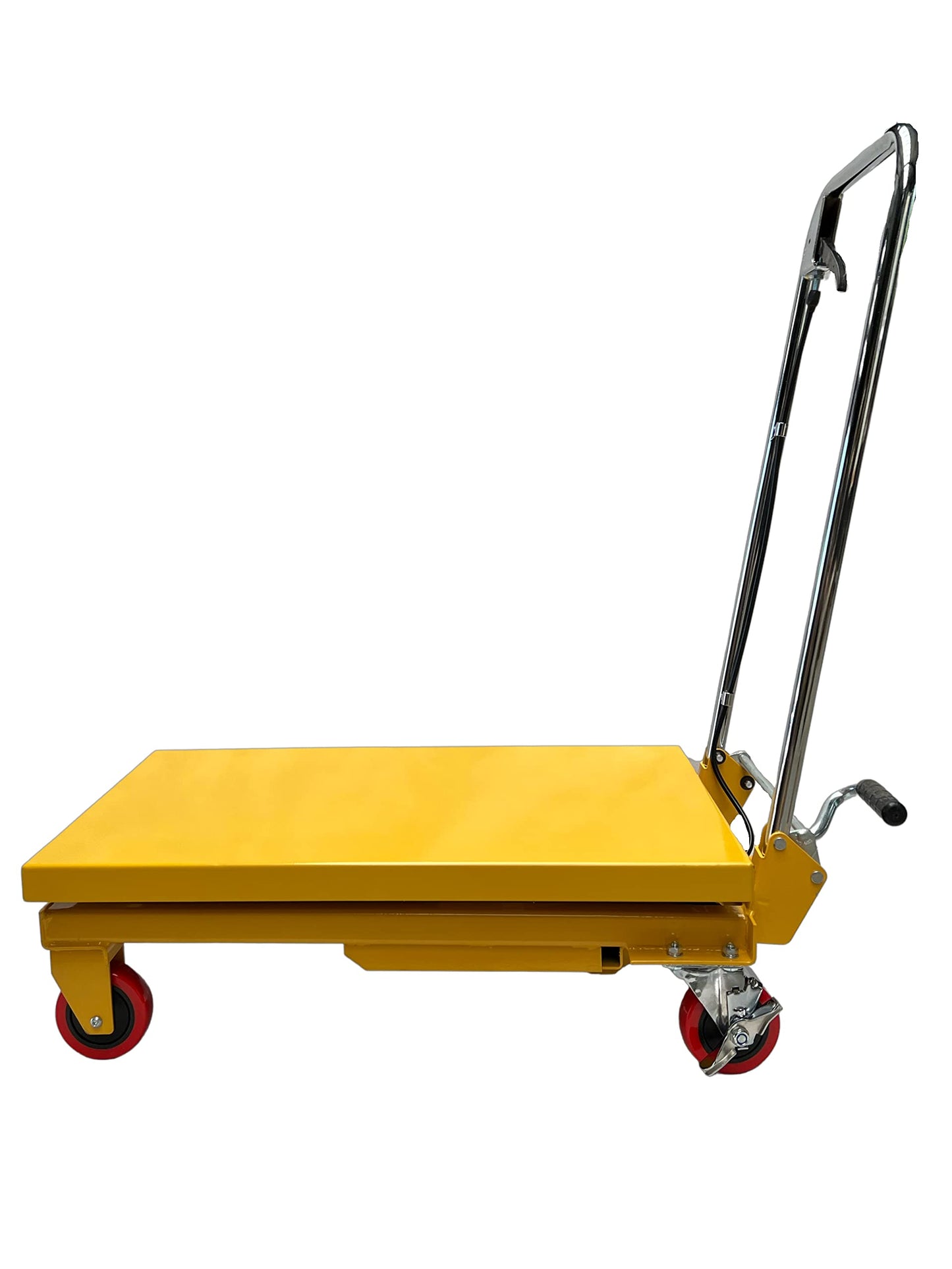 Kraftwelle 150 kg Traglast Hydraulik Scherenhubtisch mobiler Hubwagen Hubtischwagen Plattformwagen Hebebühne mit 4 Polyamid Rollen Gelb