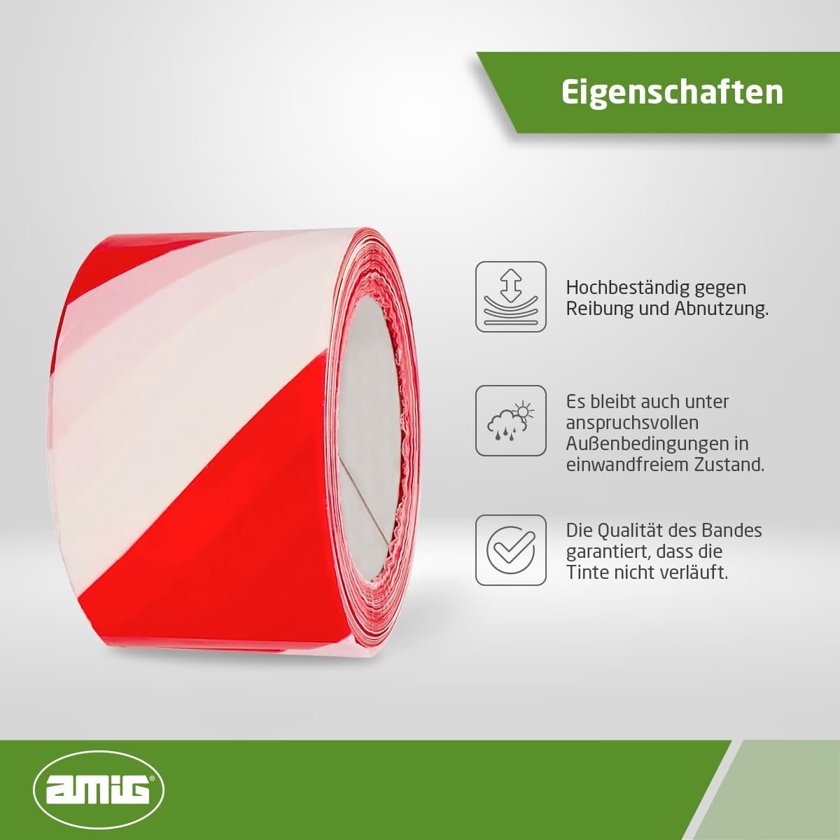 Amig - 4-er Set Absperrband | Hergestellt aus Niederdruck-Polyethylen LDPE | Maße: 200 m Länge x 70 mm Breite | Signalband zur Abgrenzung von Sicherheitsbereichen | Farbe: Rot und Weiß
