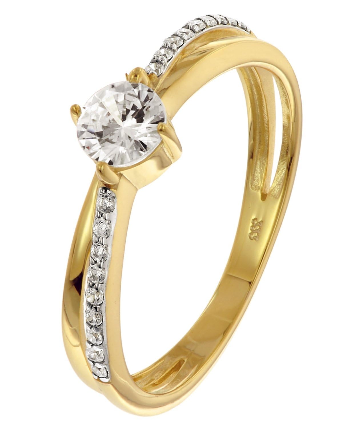 GLIZZ Damenring Gold 333/8K mit Zirkonia elegantes Schmuckstück für modische Frauen, zauberhaftes Accessoire GL8806-52 Ringgröße 52/16,6