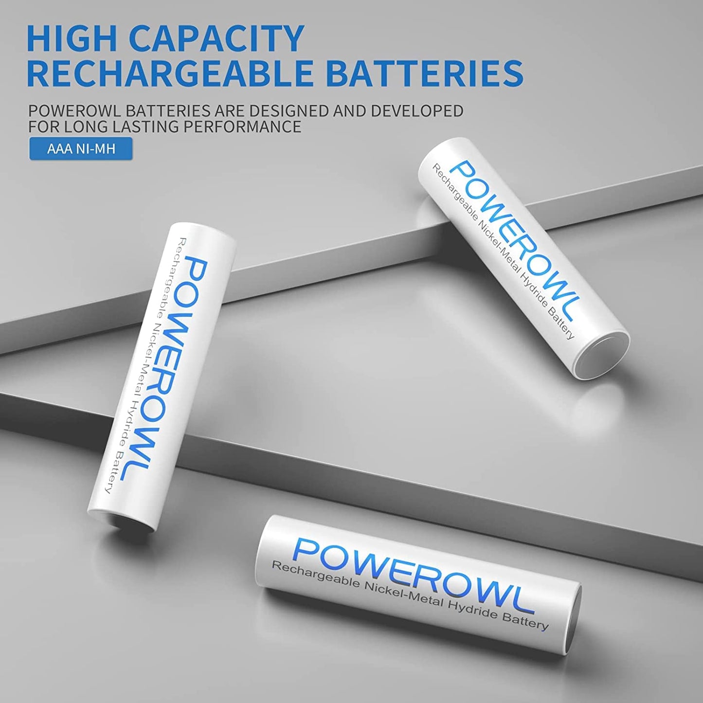 Akku AAA POWEROWL Micro AAA Akku NI-MH 16 Stück AAA Batterien Wiederaufladbare 1.2v Aufladbare Batterien AAA Akkubatterien (Geringe Selbstentladung,1000mAh)