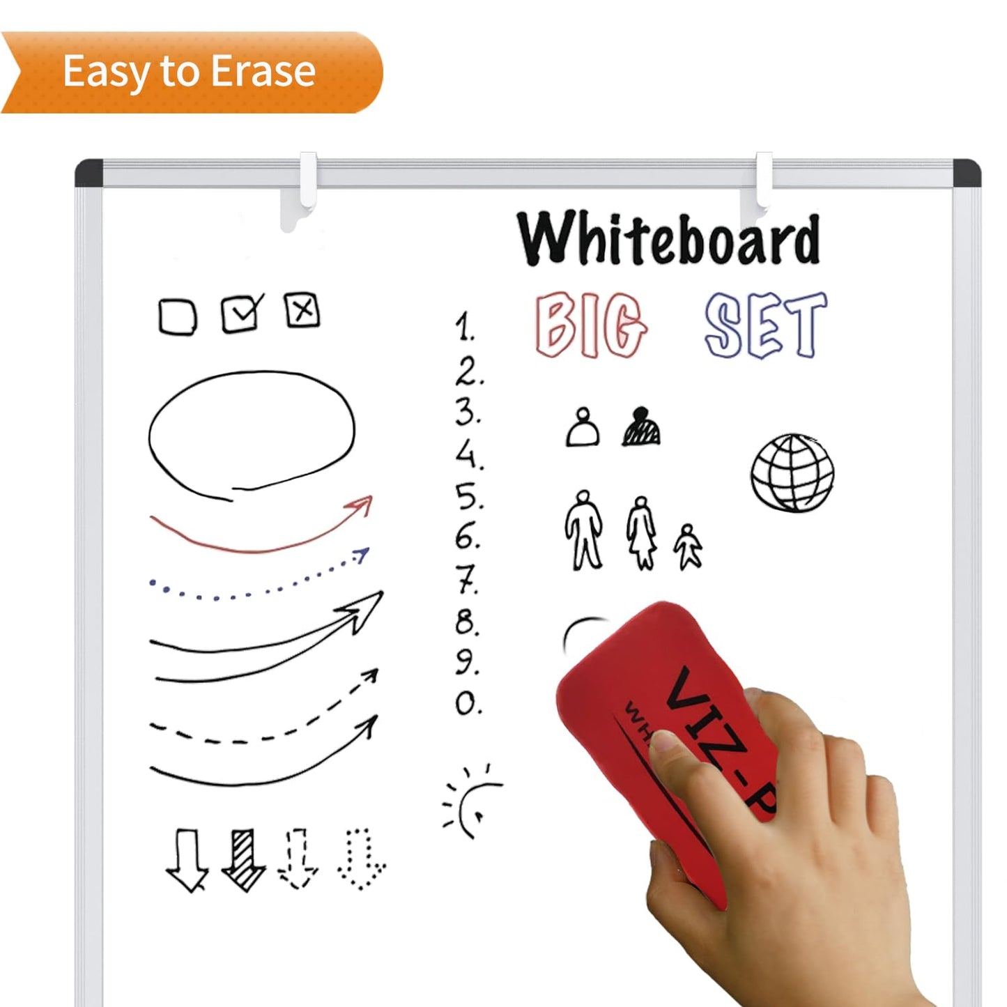 VIZ-PRO Flipchart-Ständer-Whiteboard, Magnetisches Tragbares Trocken abwischbares Brett 90 x 60 cm, Dreibein-Whiteboard Höhenverstellbar