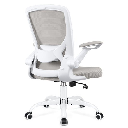 KERDOM Ergonomischer Bürostuhl mit klappbaren Armlehnen – atmungsaktives Netz, Lendenstütze, Schwarz