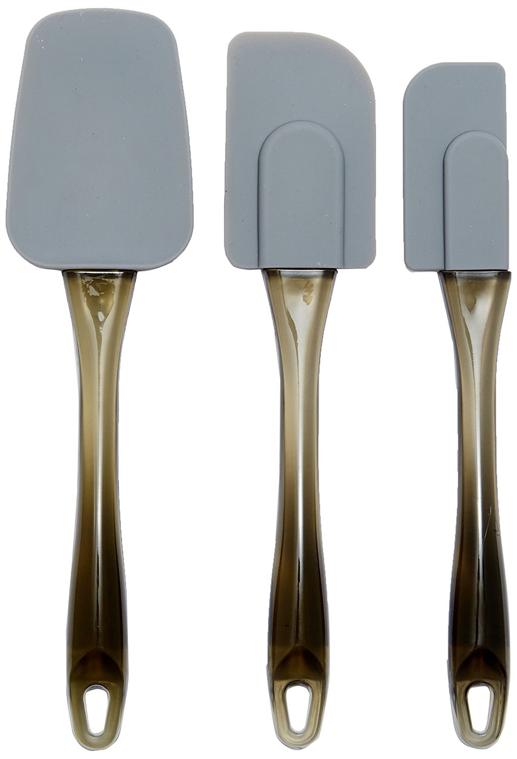 Amazon Basics - Rechteckig Teigschaber, Silikon, 3 teiliges Set, 16.5 cm, Grau