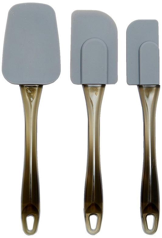 Amazon Basics - Rechteckig Teigschaber, Silikon, 3 teiliges Set, 16.5 cm, Grau