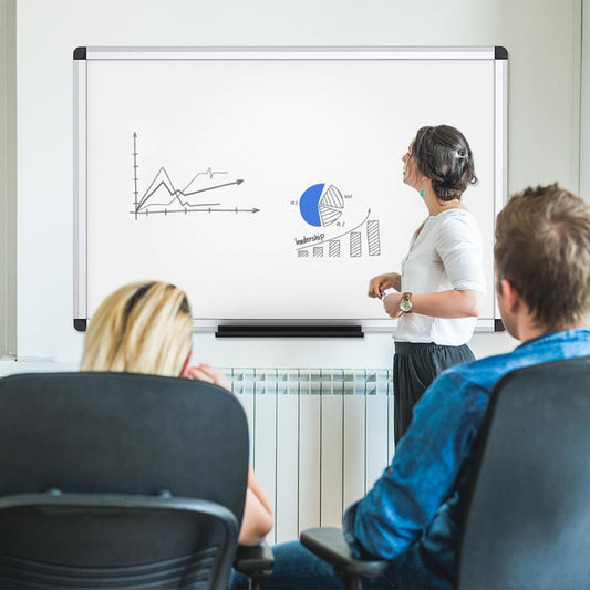 VIZ-PRO Magnetisches Whiteboard 120 x 90 cm Trocken abwischbare Tafel für Zuhause Küche Büro Wandtafeln