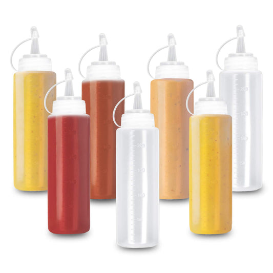 MATANA - 8 Stück Squeeze Flasche, Saucenflasche, Quetschflasche Mit Kappen, 240ml - BPA Frei
