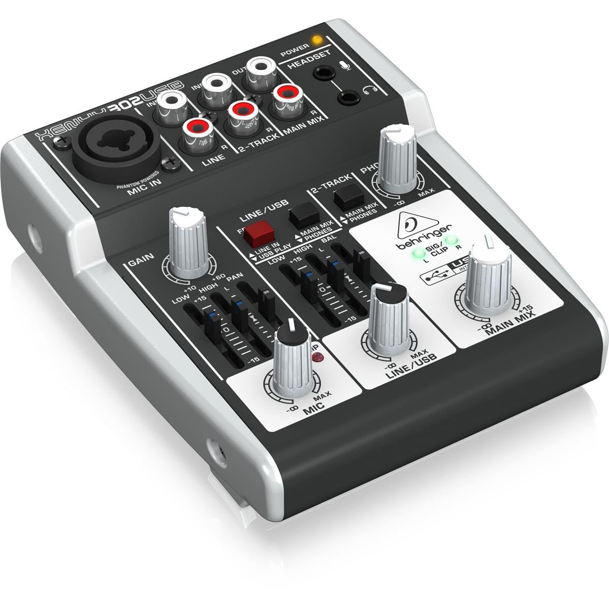 Behringer 302USB Erstklassiger 5-Eingangs-Mixer mit XENYX-Mikrofonvorverstärker und USB/Audio-Schnittstelle, Kompatibel mit PC und Mac