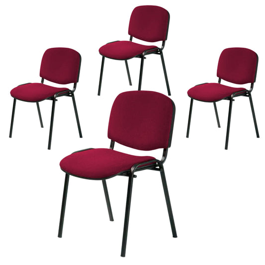 Topsit Büro & More 4er Set Besucherstuhl ISO, Bequemer Konferenzstuhl, stapelbar, mit gepolsterter Sitzfläche und Rückenlehne (Bordeaux)