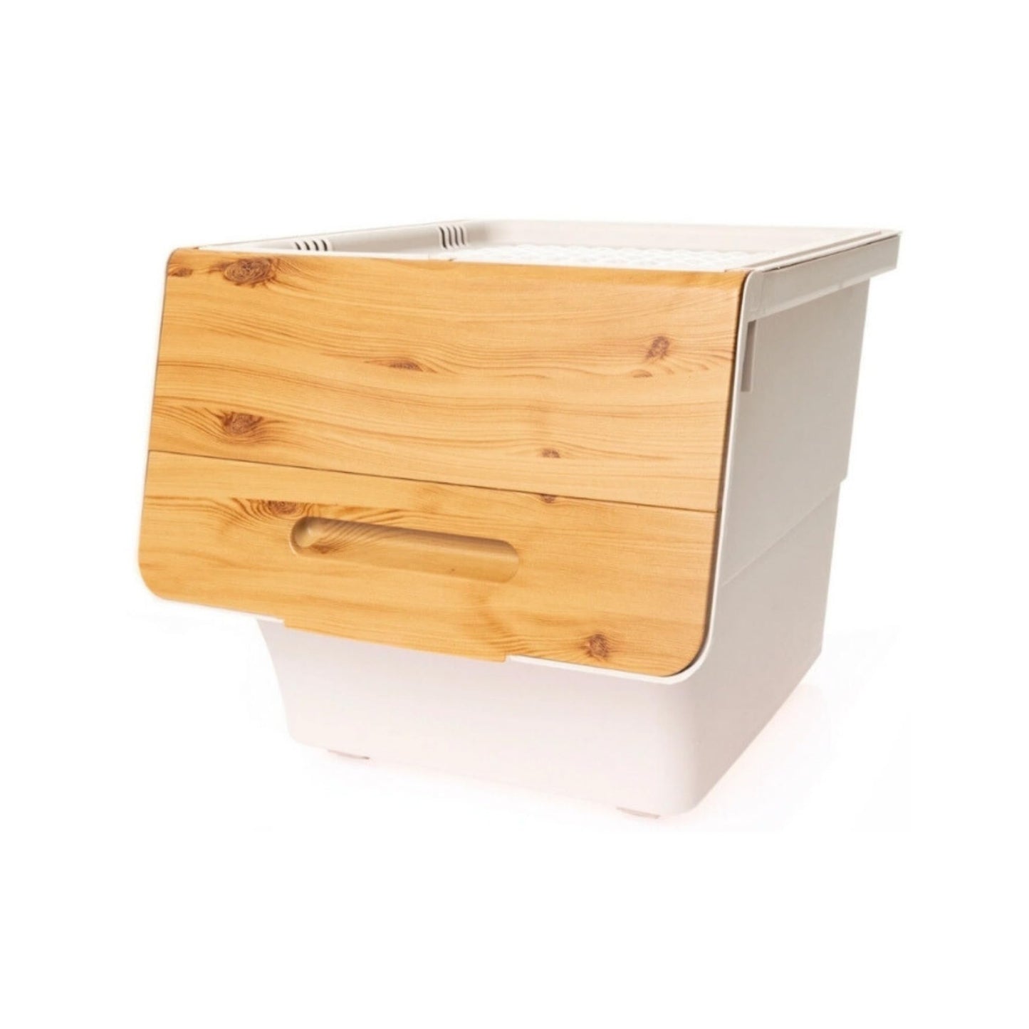 Parpalinam 12L Aufbewahrungsbox mit Deckel und Rollen, stapelbare Aufbewahrungsboxen, hochwertige Kartoffel Ordnungsboxen, BPA-freier und lebensmittelechter Organizer (Bambus/Beige)