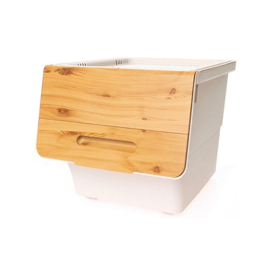 Parpalinam 12L Aufbewahrungsbox mit Deckel und Rollen, stapelbare Aufbewahrungsboxen, hochwertige Kartoffel Ordnungsboxen, BPA-freier und lebensmittelechter Organizer (Bambus/Beige)