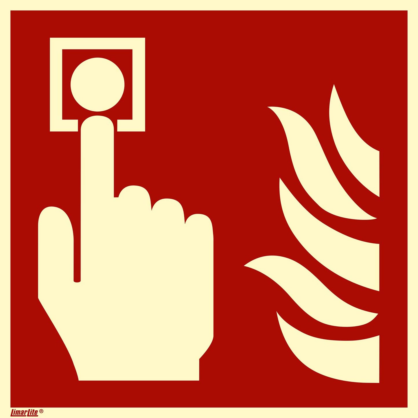 Brandmelder Fahnenschild, Hart-PVC langnachleuchtend, 200 x 200 mm gemäß ASR A1.3 / ISO 7010 F005, Brandschutzzeichen Schild, 20 x 20 cm