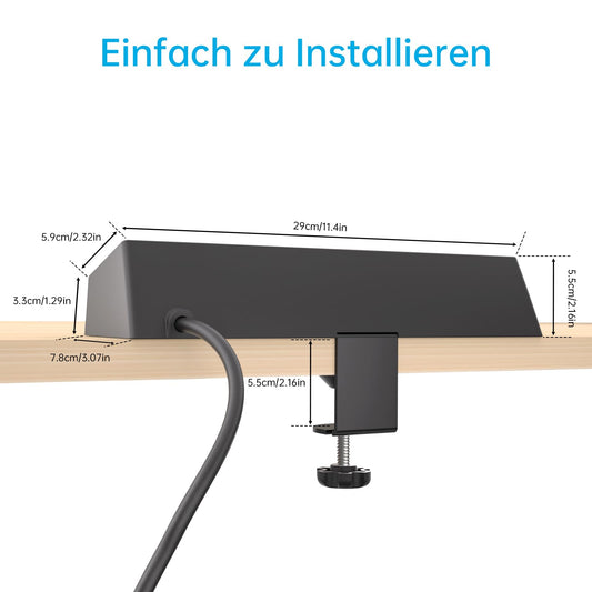 Tischsteckdose mit USB C 20W, Kinglink Steckdosenleiste Schreibtisch einzeln Schaltbar, 4Fach Mehrfachsteckdose mit Schalter, Überspannungsschutz mit 2M Kabel für Zuhause Büro, Schwarz