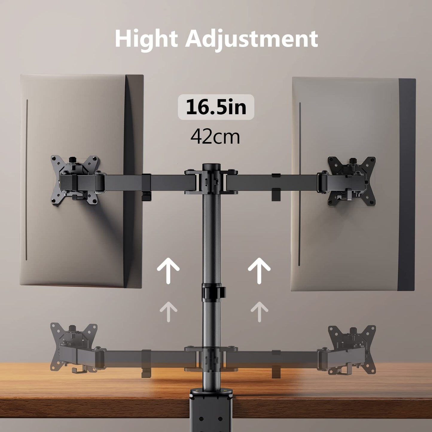 ErGear Monitor Halterung 2 Monitore für 13-32 Zoll Bildschirm, Bildschirmhalterung 2 Monitore Höhenverstellbar Neigbar Schwenkbar Drehungbar, Monitorhalterung 2 Monitore, VESA 75/100