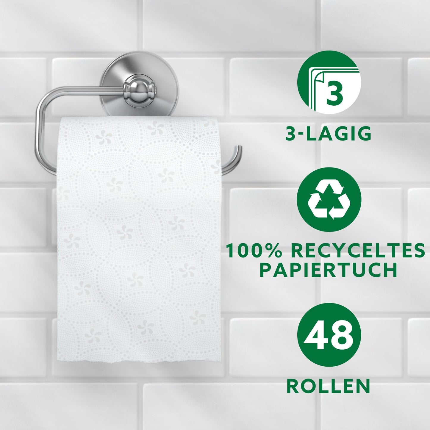 by Amazon Toilettenpapier, 3-lagig 100 % Recycelt, Weich und Stabil, 48 Rollen (8 Rollen, 6-er Pack), 200 Blätter pro Rolle, FSC-Zertifiziert