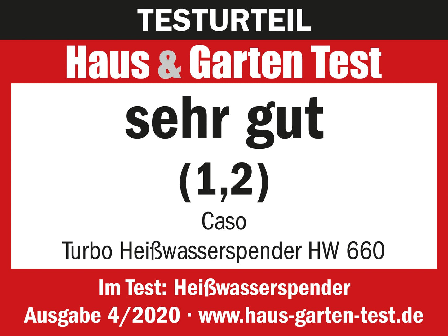 CASO HW 660 Heißwasserspender - Testurteil: sehr gut - heißes Wasser in wenigen Sekunden - spart bis zu 50% Energie gegenüber Wasserkochern - 8 Mengenausgaben - Wasserkocher mit Temperatureinstellung