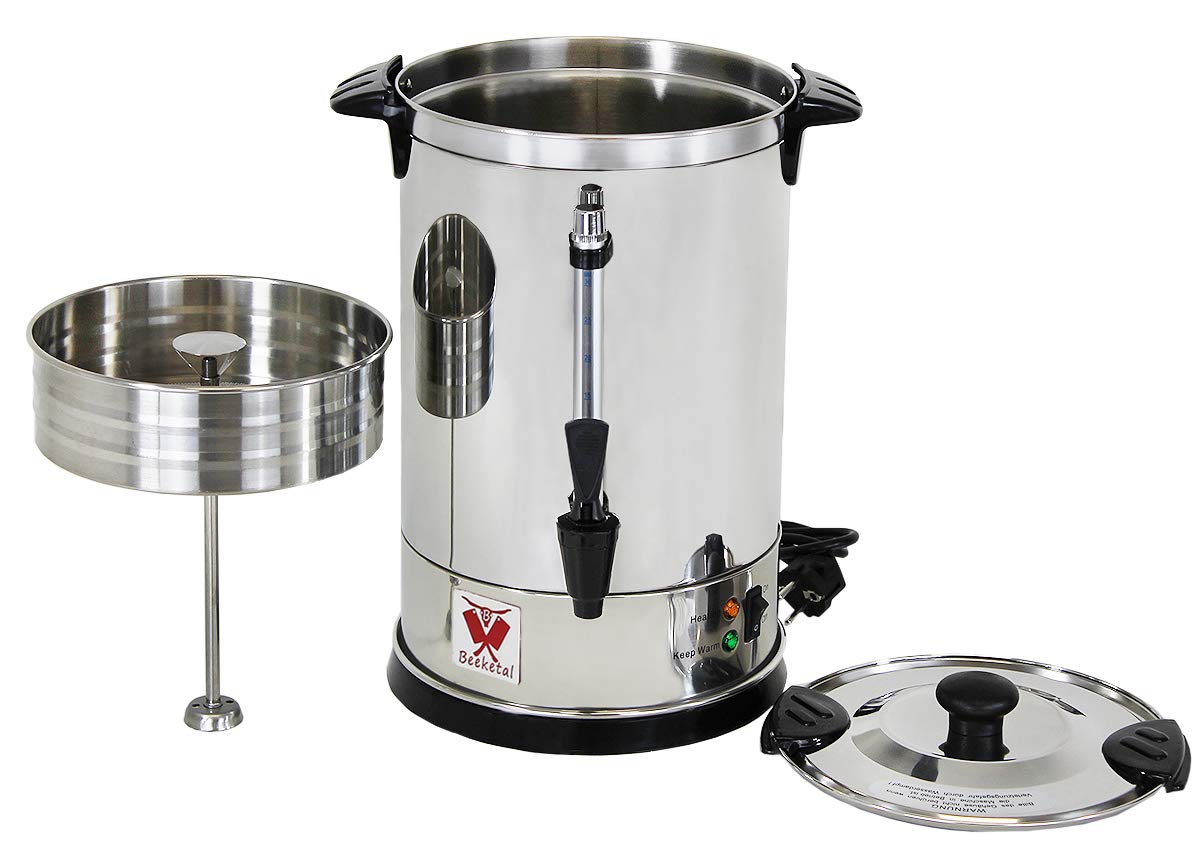 Beeketal 'BGK6' Gastro Rundfilter Kaffeemaschine 6 Liter, Edelstahl Filterkaffeemaschine doppelwandig mit 2 Heizsystemen (Brühen/Warmhalten), Füllstandsanzeiger und rosftreiem Permanent-Filter