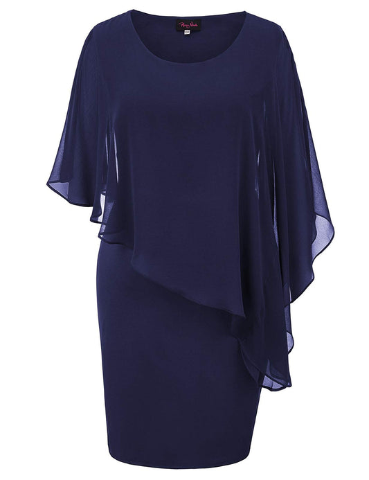 Hanna Nikole Female Plus Size Vintage Cocktailkleid Festliche Kleider mit Reißverschluss Navy Blau XL