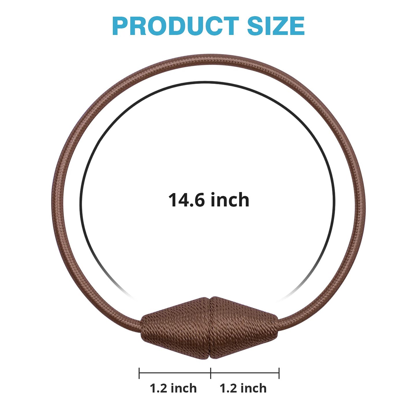 Pretty Jolly 2 Stück Magnetische Vorhang-Raffhalter, handgefertigt, gewebt, Seil, Vorhang-Raffhalter, praktisch, kegelförmig, Vorhang-Raffhalter für Zuhause und Büro, Fenstervorhang (Heller Kaffee)