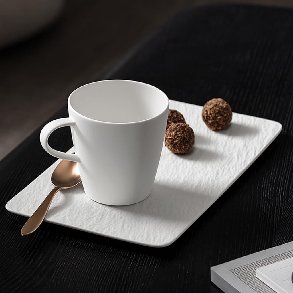 Villeroy und Boch - Manufacture Rock blanc Kaffeeobertasse, moderne Tasse aus Premium Porzellan, spülmaschinengeeignet, weiß
