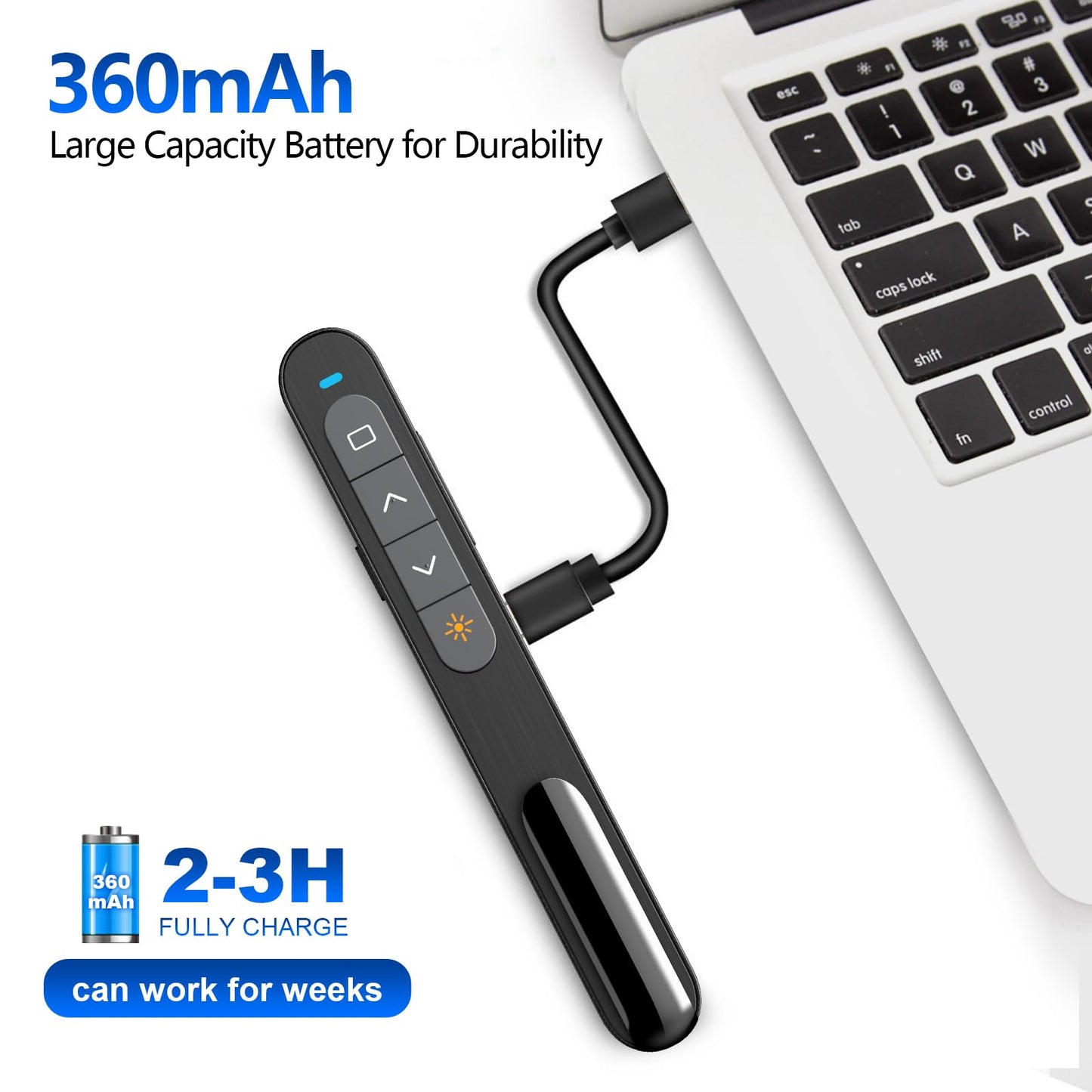 NORWII N76 Wireless Presenter Wiederaufladbar mit einer Reichweite von 300 Fuß, Hyperlink USB Powerpoint Remote-Präsentations-Clicker Laserpointer Wiederaufladbar 2,4 GHz (Schwarz)